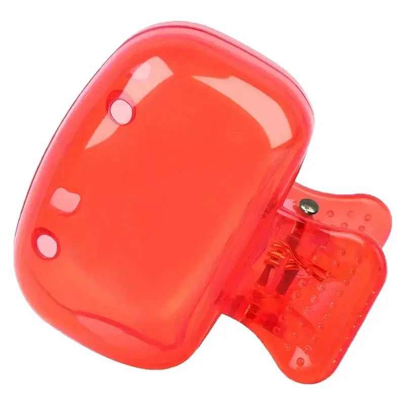 Toothbrush head covers, 2-pack, red translucent plastic clip-on travel caps