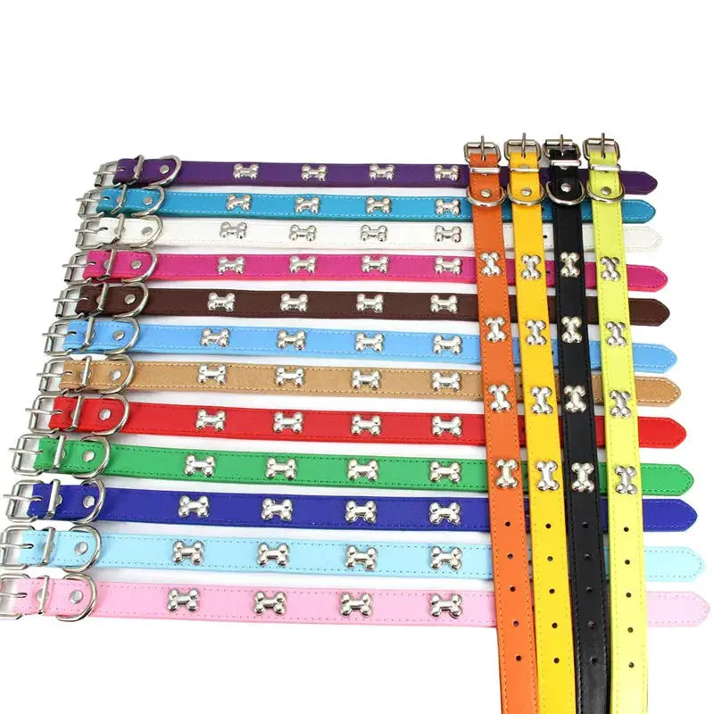 Bone Leather Durable Pet Collar For Dogs And Cats Puppies Pugs Chihuahuas Small And Large