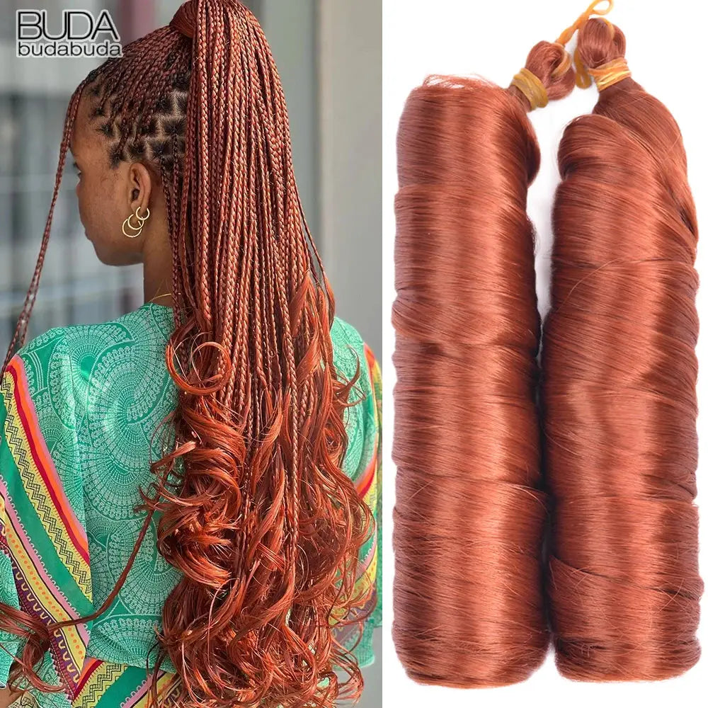 Simples Market French Curls Braiding Hair, 24in copper red synthetic spiral curls, pre-stretched, two bundles