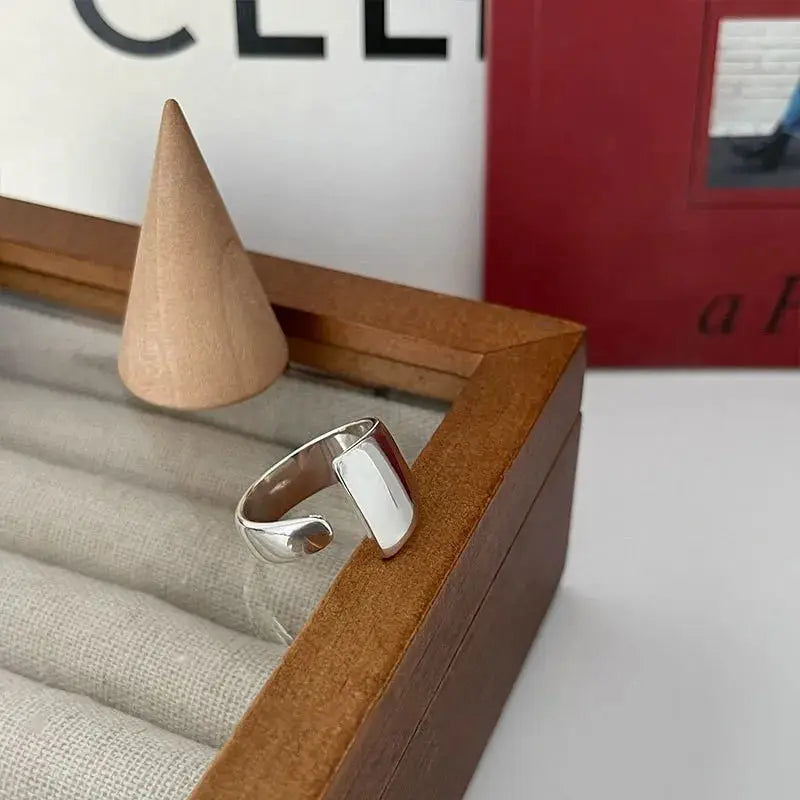 Ventfille 925 Sterling Silver Rings Fashion Hip Hop Vintage Couples Hollow Lines Punk Silver Party Adjustable Jewelry