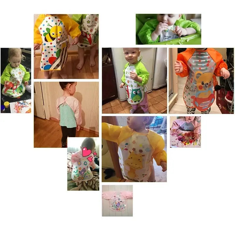 Waterproof EVA Full Sleeve Baby Bibs For Kids Long Sleeve Feeding Smock Apron Eating Breastplate Infant Clothing