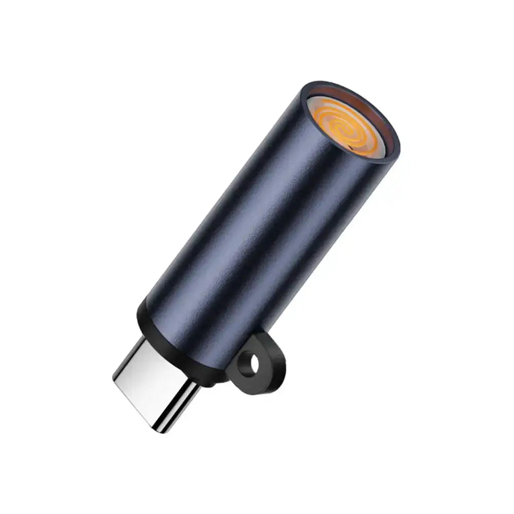 Simples Market Type-C mini windproof heating-wire lighter with blue metal body, portable outdoor flame starter
