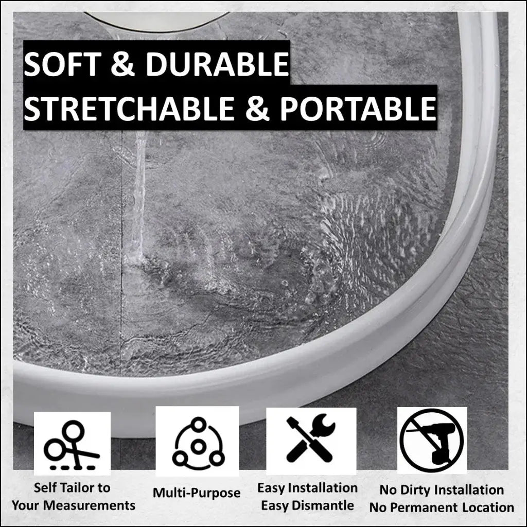 Bathroom silicone bendable water-retaining strip by Simples Market, white shower barrier, easy install