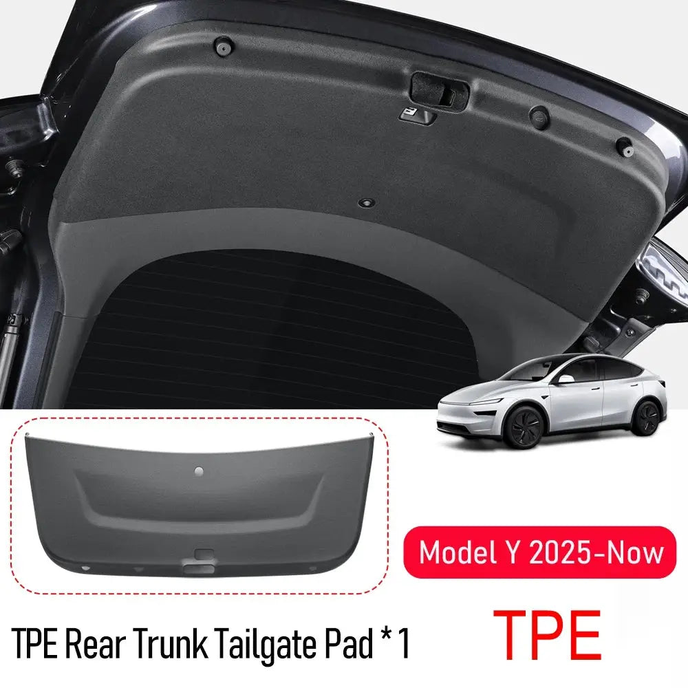 Tesla Model Y trunk mat by Simples Market, gray TPE rear tailgate protective pad (2025–Now)