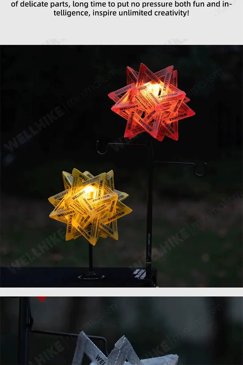 WELLHIKE star camping light shade lanterns (2) in orange and yellow, waterproof atmosphere lamps for tent camping