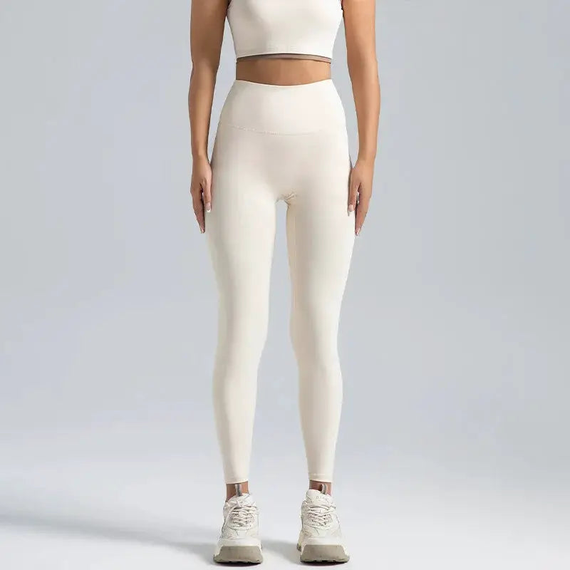 Leggings by Simples Market in nude, high-waisted women's yoga pants with abdominal compression