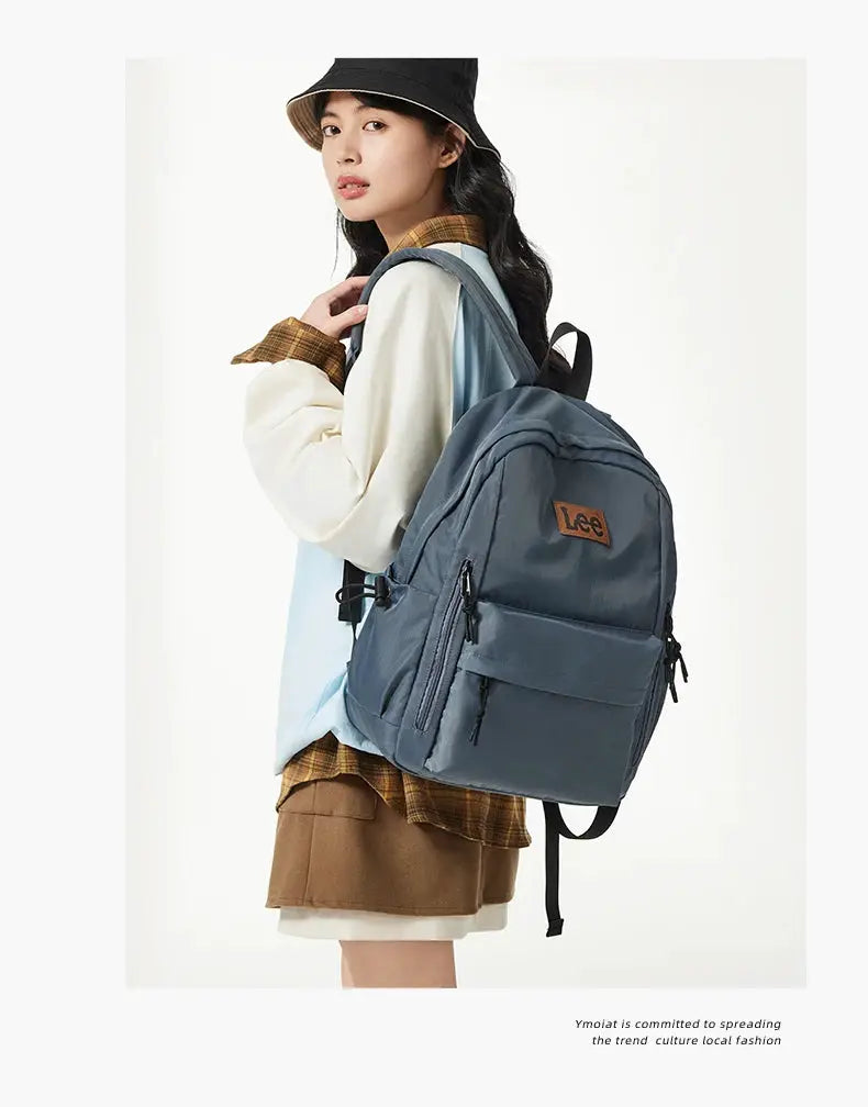 Lee lightweight 16-inch laptop backpack in blue Oxford fabric with front zip pocket