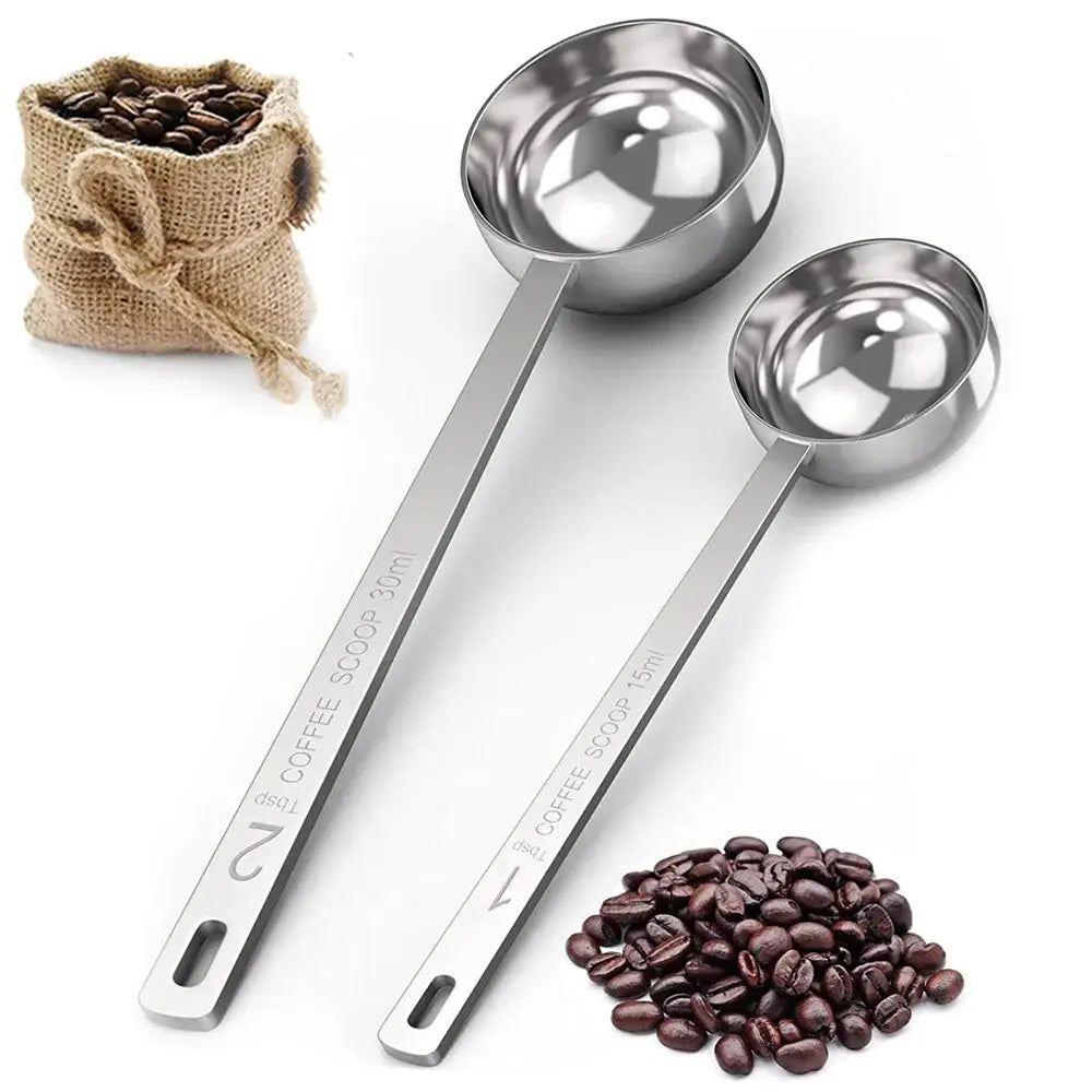 ProLine Stainless Steel Coffee Bean Scoop 15 Ml And 30 Ml Precise Measuring Spoon With Clear Volume Markings