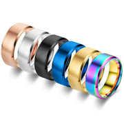 8mm Classic Stainless Steel Ring Unisex For Men And Women 7 Color Matte Finish Double Inclined Plane Design