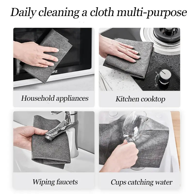 Simples Market thicker microfiber cleaning cloth, gray reusable wipe rag for appliances, kitchen, faucets, and glass.