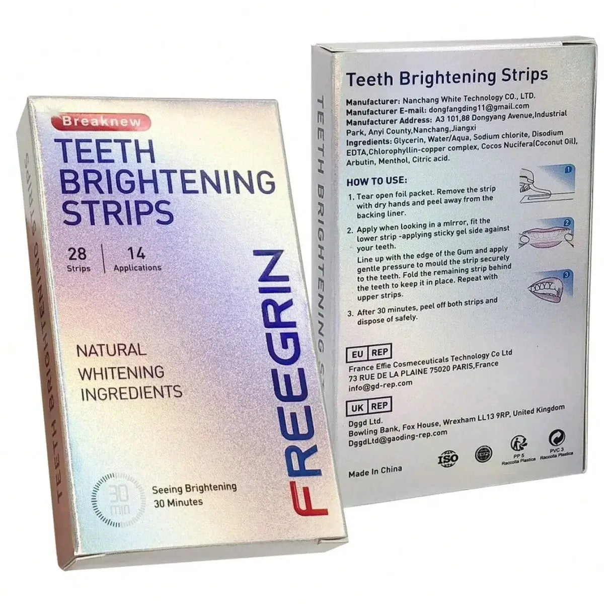 Teeth whitening strips by Simples Market, 28 strips; mint-flavored breath.