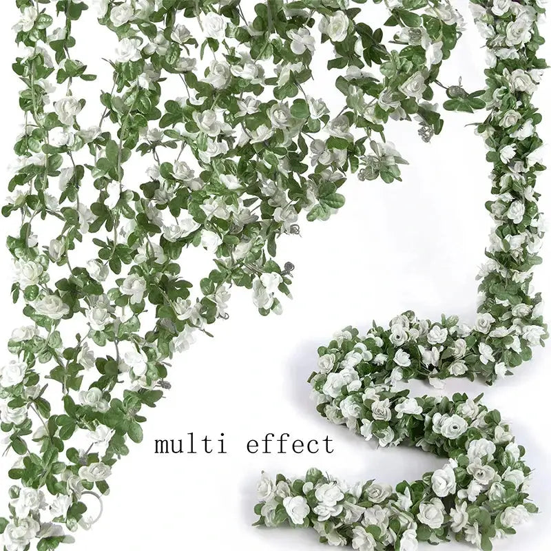 250CM Artificial Rose Flowers Vine For Wedding Decor Home Room Outdoor Garden Arch Rattan DIY