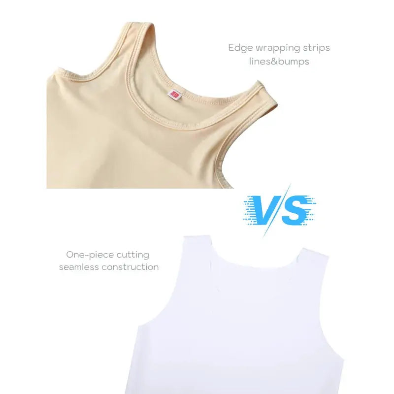 Men's seamless shaping sleeveless vest by Simples Market, beige; white version shown for comparison