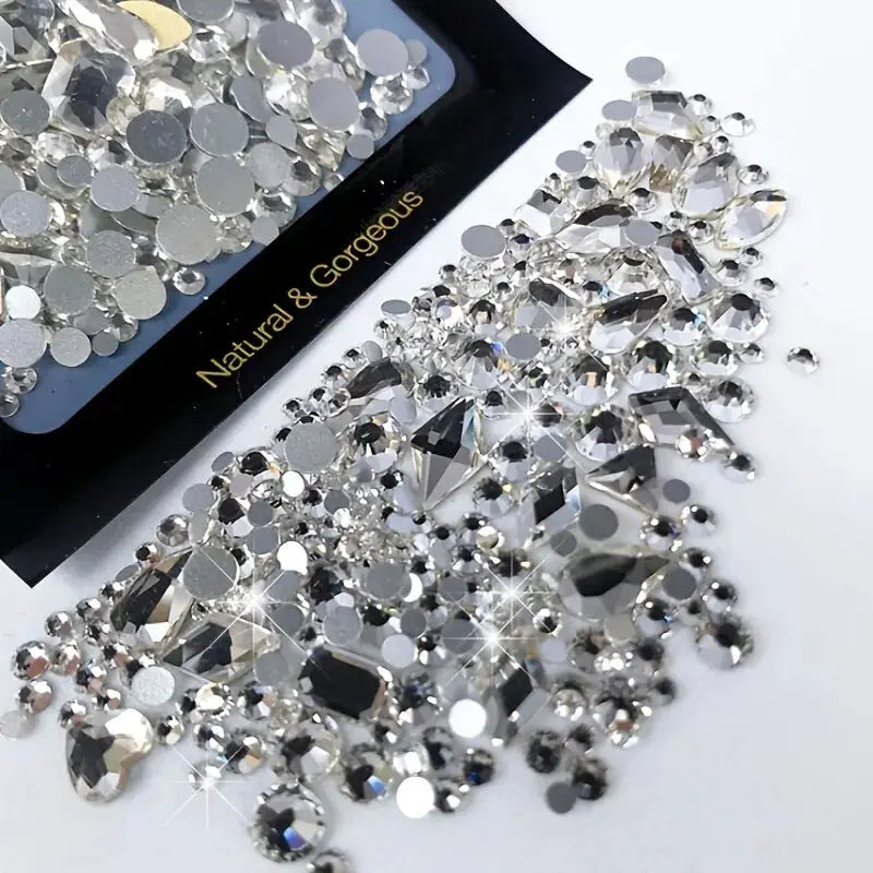 150 Round Flatback Glass Rhinestones and 20 Odd Shaped Beads for Nail Art Jewelry DIY Design
