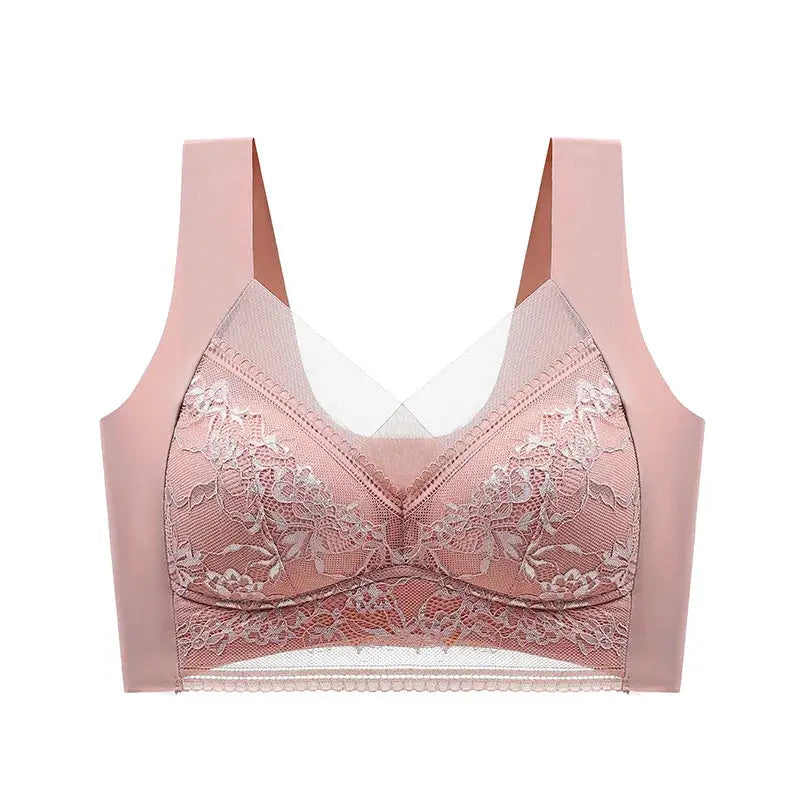 FallSweet pink lace push-up bra with wide straps and lace overlay