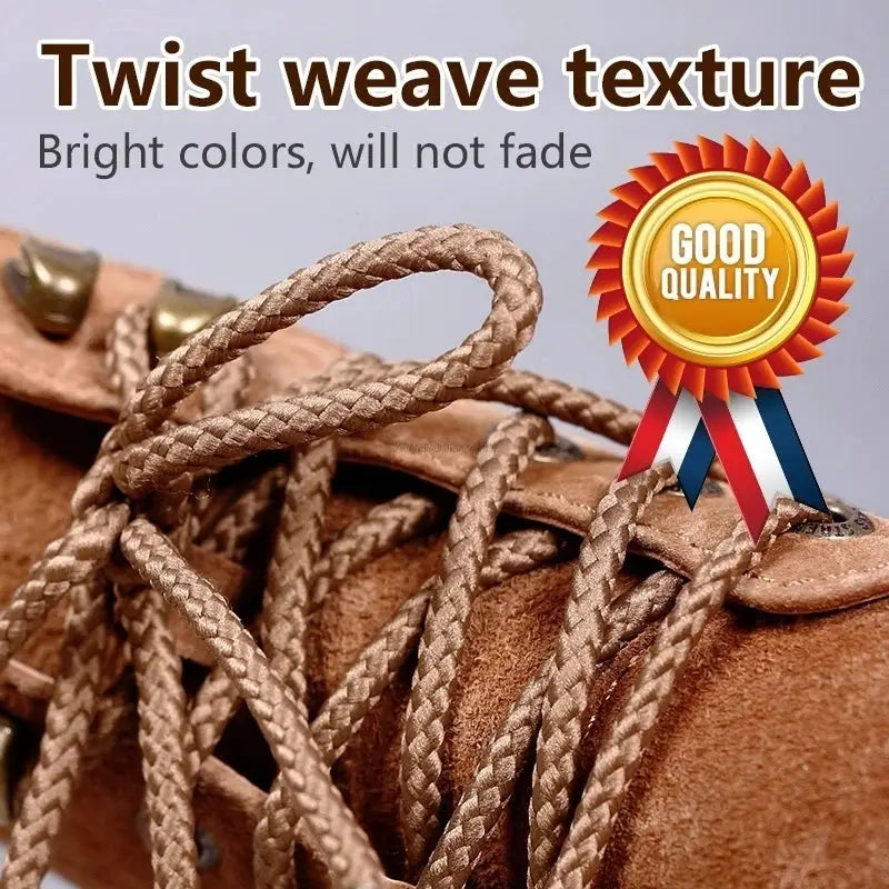 1Pair round brown shoelaces by Simples Market for outdoor sneakers and hiking boots