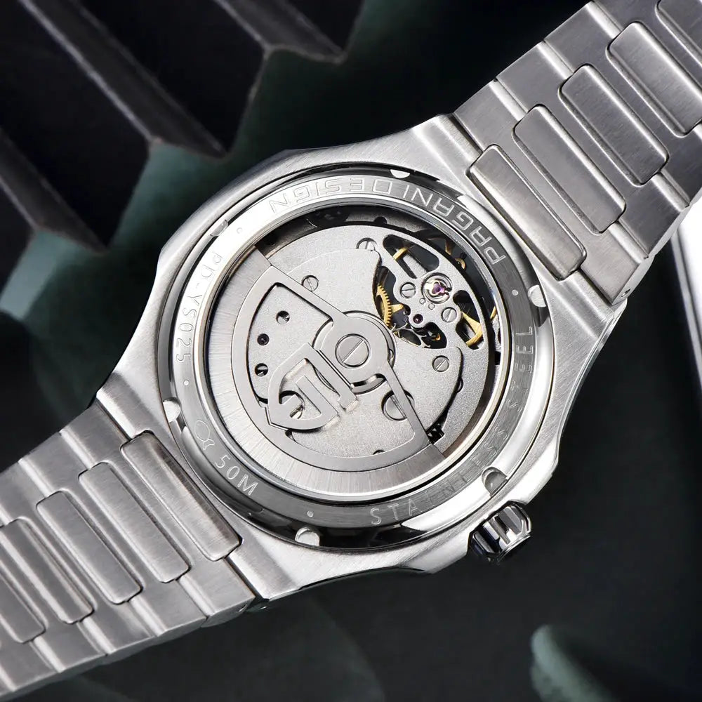 PAGANI DESIGN Skeleton Tourbillon Automatic Mens Watch Luxury Stainless Steel Wristwatch With Sapphire Crystal