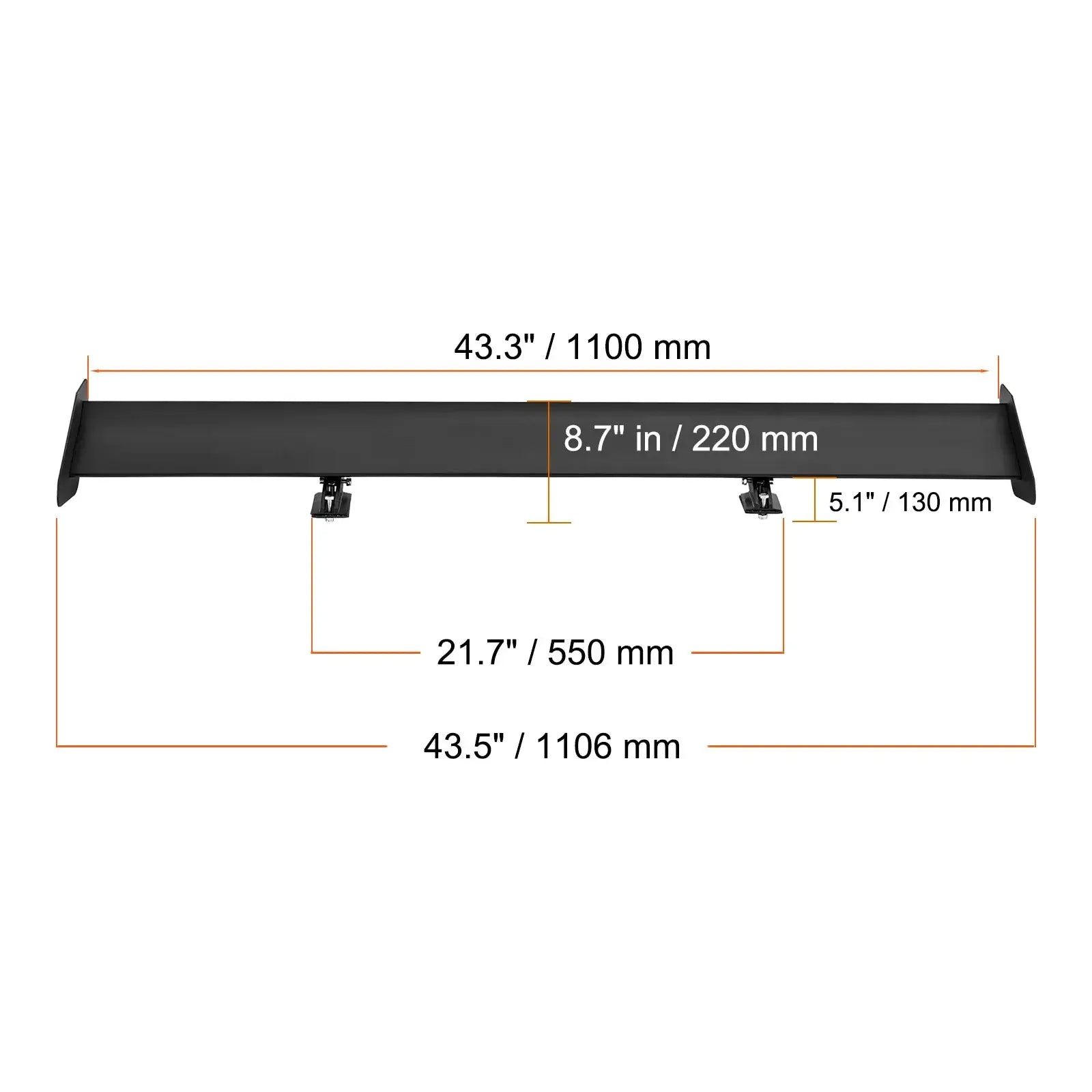 Simples Market SucceBuy GT Wing car spoiler, black universal double-deck racing wing with mounting brackets