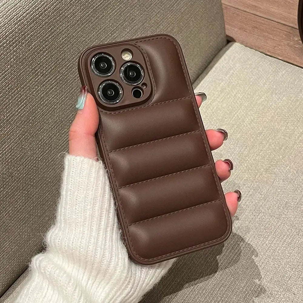 AuroraCase Colorful Down Jacket Pattern Silicone Phone Case For iPhone 16 To 11 Pro Max Plus Shockproof Camera Guard