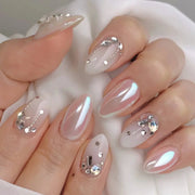 AuraNails 24Pcs Short Oval Blush Pink Press On Nails Full Coverage Acrylic Tips With Glue Included