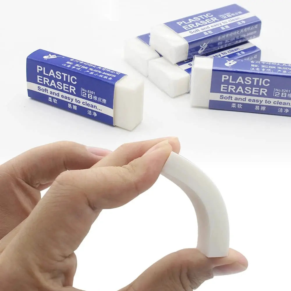 2B plastic pencil erasers by Simples Market; large soft PVC blocks in bulk packs