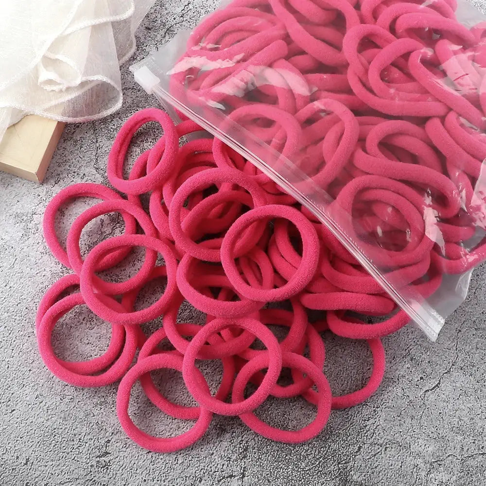 NovaHair 50 Pcs Mixed Colors Hair Bands 4 Cm Elastic Hair Ties Ponytail Holders Gentle Hold For Everyday Ponytails