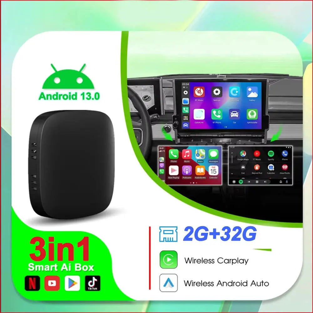 Android 13 TV Box 3in1 Smart AI CarPlay by Simples Market, black, 2G+32G, wireless CarPlay/Android Auto