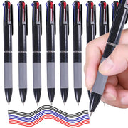 Simples Market 3-in-1 ballpoint pen set with red/black/blue ink; black bodies with gray grips, 0.7mm.