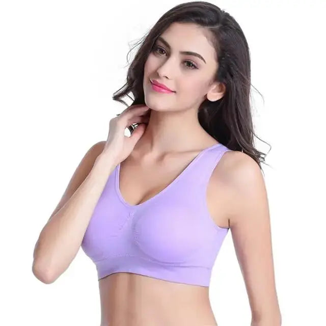 Simples Market lavender wireless bra, plus-size S-7XL, seamless non-underwire