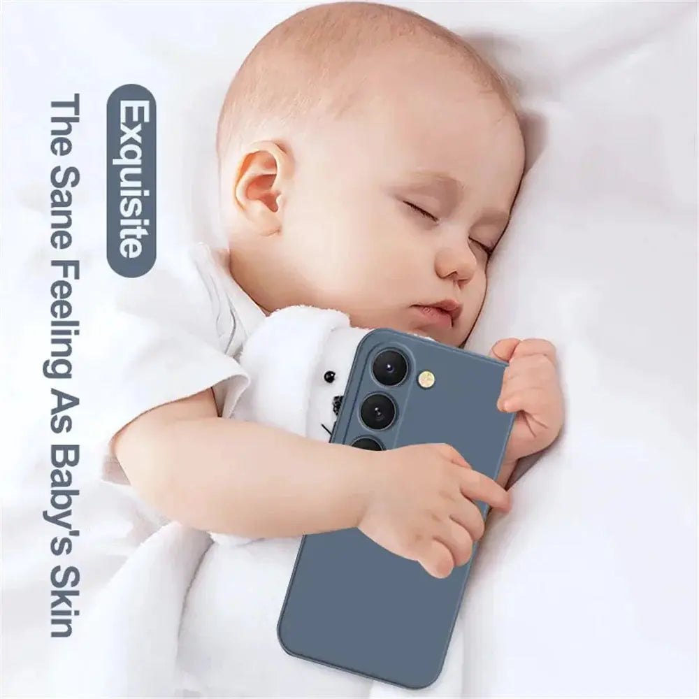 Liquid silicone Samsung Galaxy phone case in blue-gray by Simples Market