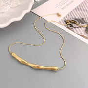 ZAKOL European American Fashion Stainless Steel Gold Color Collar Bone Chain Necklace For Women Short Jewelry