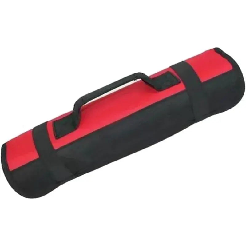 Simples Market red and black roll tool bag; heavy-duty nylon folding tool storage with handles