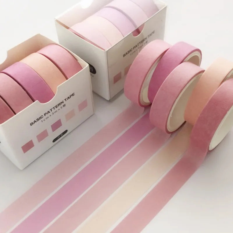 5-pack Washi tape set by Simples Market in pastel pinks and beige for journaling and crafts