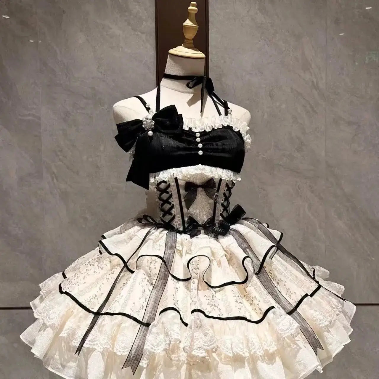 Gothic Y2K Sling Party Dress For Women Harajuku Retro Tulle Ruffles