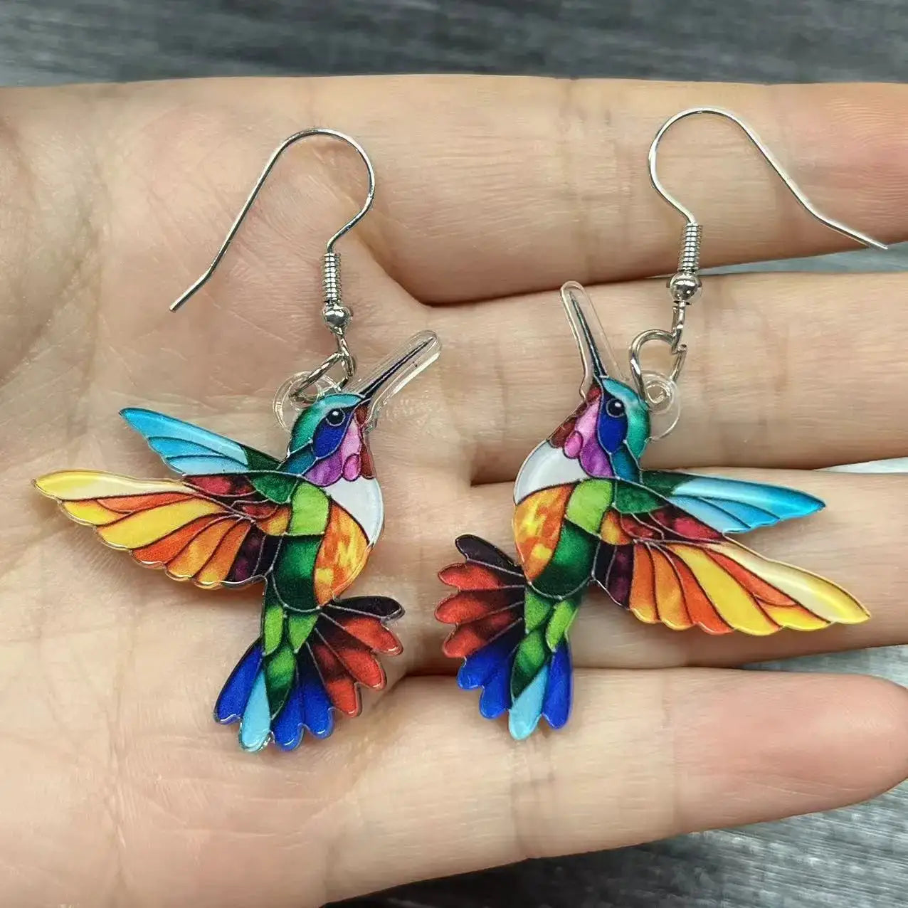 Cross Border Spring Festival Colorful Bird Acrylic Earrings Europe America 2024 Hot Selling Fashion Retro Jewelry
