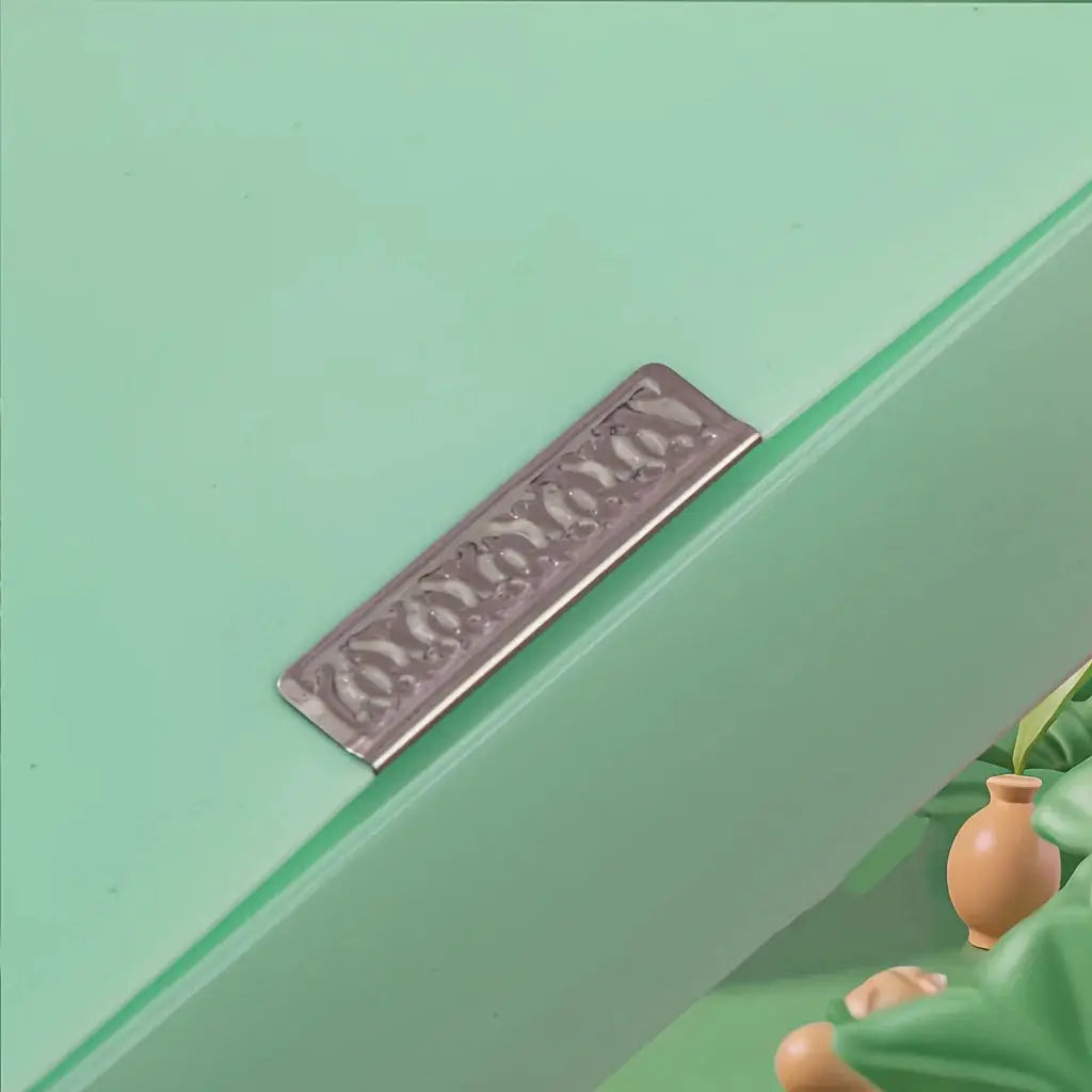 Plastic file box, green, large-capacity foldable with metal label plate