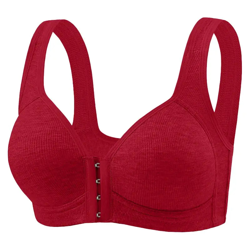 Fallsweet seamless front-closure bra, red, wire-free push-up bralette by Simples Market
