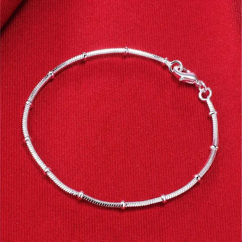 925 Sterling Silver Fine Chain Bracelet For Women And Men With Charms Wedding Gift Fashion Jewelry