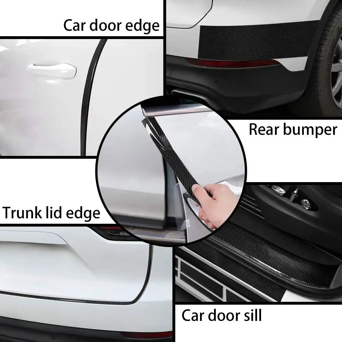 Carbon fiber automotive adhesive tape roll, matte black self-adhesive vinyl for door edges and bumpers