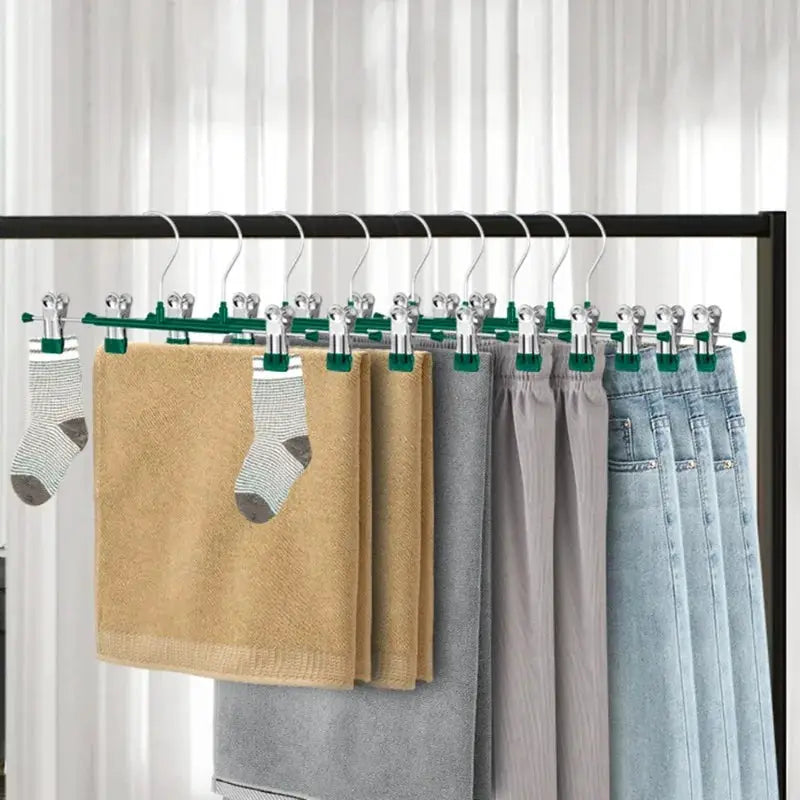 Wardrobe drying rack with clip hangers by Simples Market; 5-piece stainless steel set