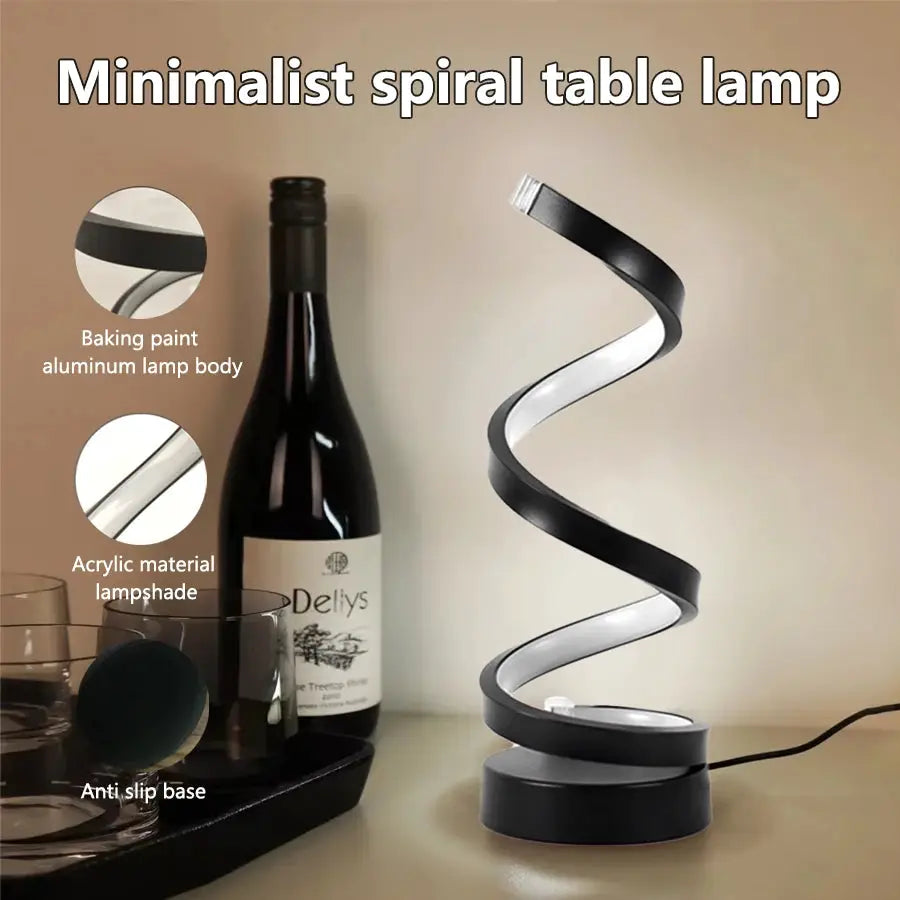 LuminaGlow Spiral LED Table Lamp Dimmable Night Light For Bedside, Office, And Living Room Decor