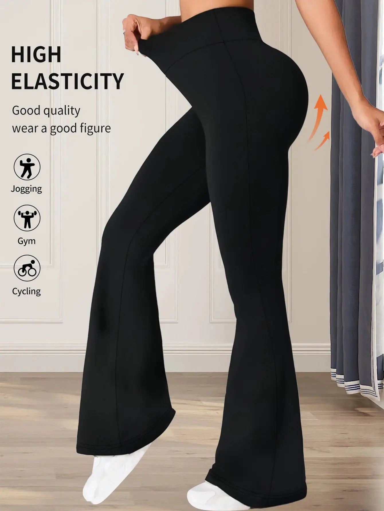 NovaWear High Waisted Flared Pants For Women Stretchy Fabric Over Twenty Percent Spandex All Day Comfort