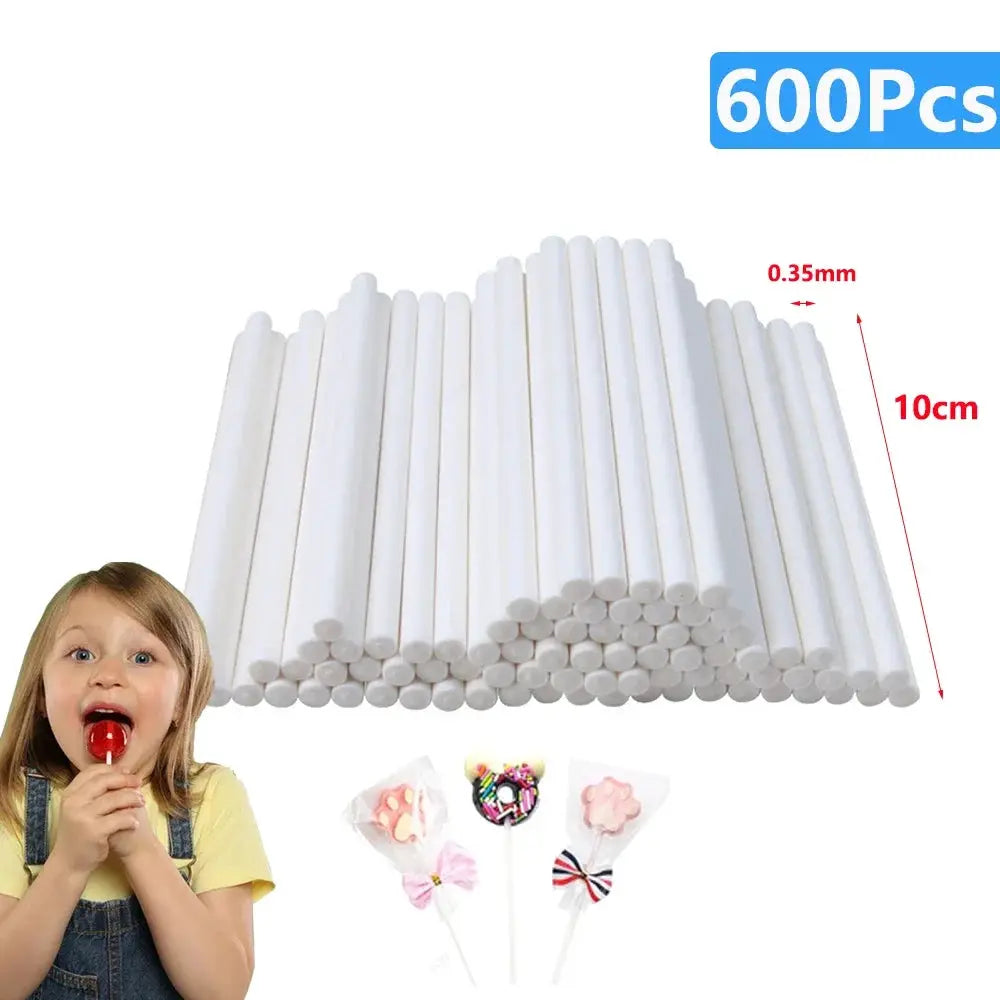 White Paper Lollipop Sticks Solid Core 20 To 1500 Pcs For Cake Pops Party Desserts Candy Making
