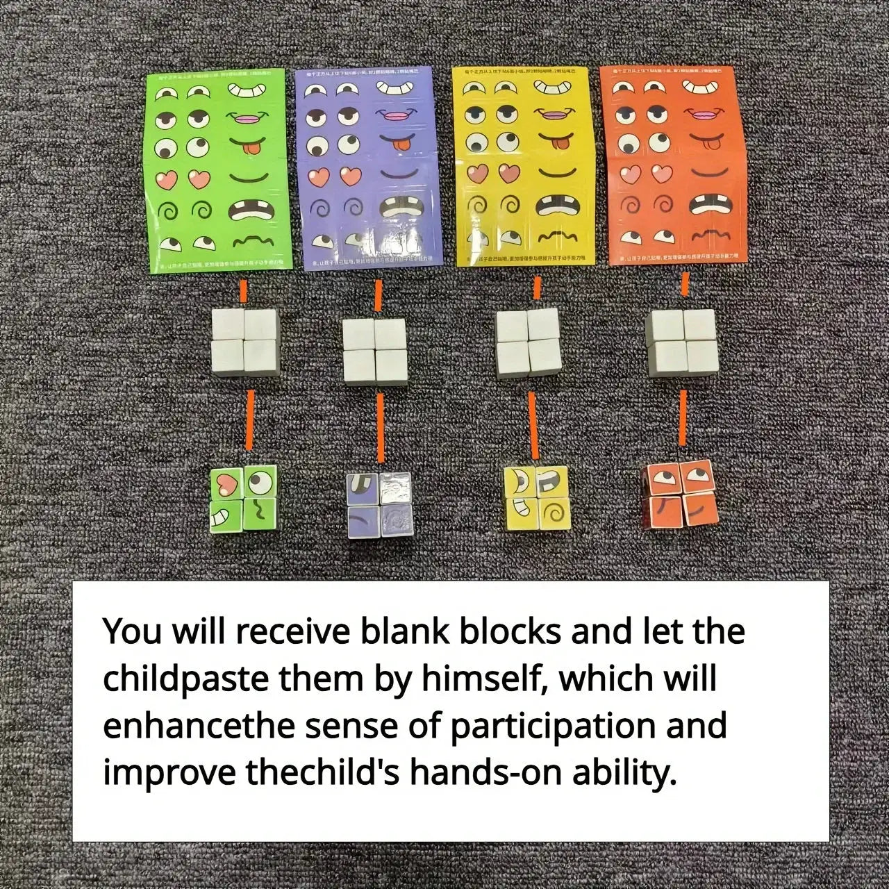 Kids Face Change Cube Game Montessori Expression Puzzle Building Blocks Educational Toy For Early Learning