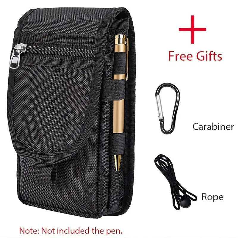 Multifunctional outdoor waist bag by Simples Market, black with pen pockets and front pouch