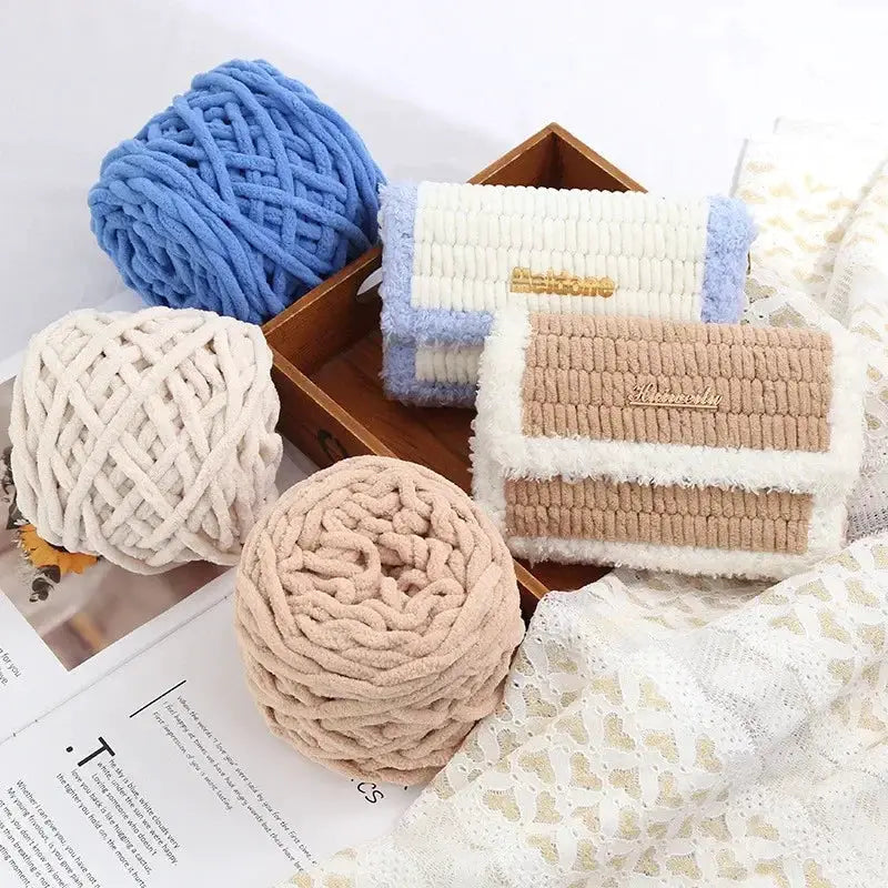 100g Chenille Knitting Yarn Ice Strip Line Cotton For Hand Knitting Scarf Thick Wool Wholesale