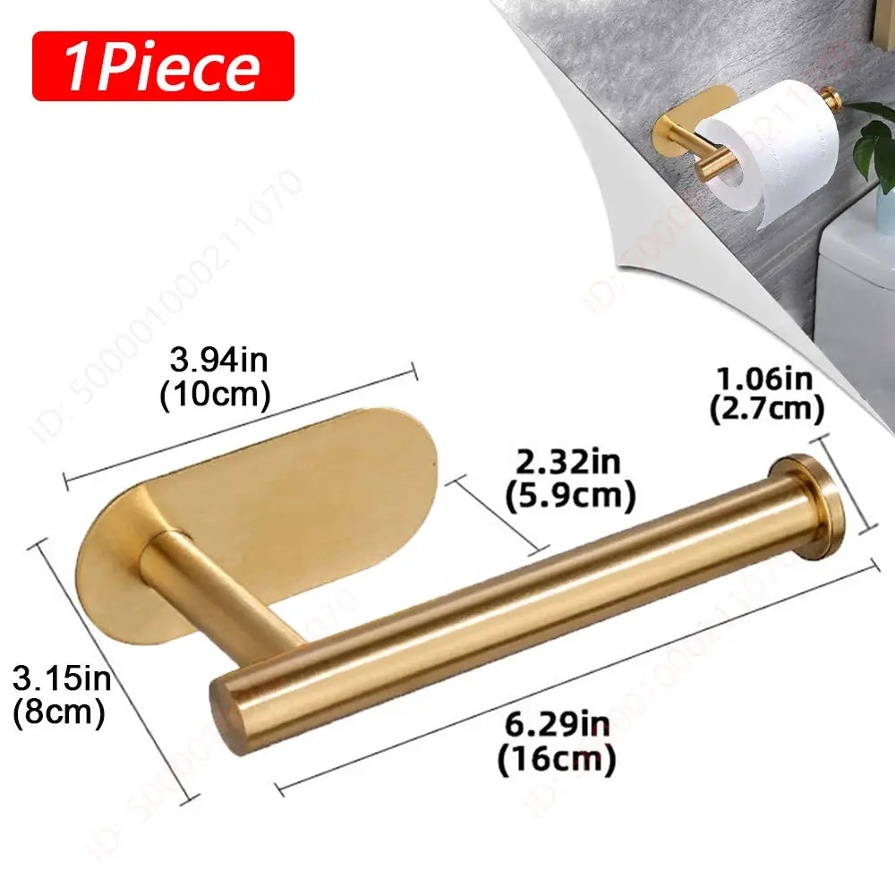 Adhesive Stainless Steel Toilet Paper Rack And Kitchen Towel Holder