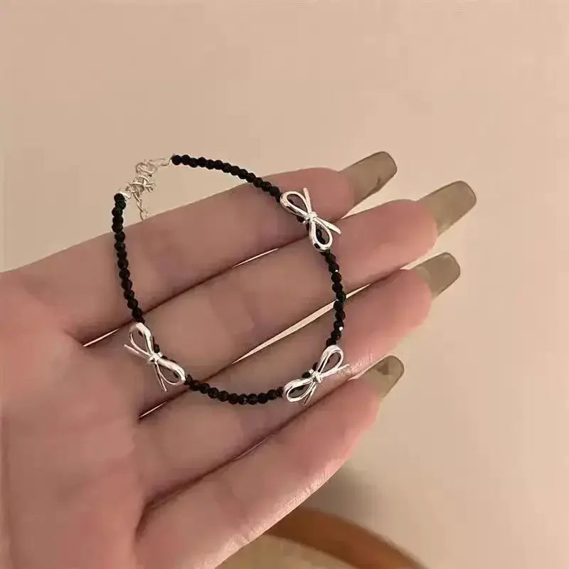 Lats Fashion Sweet Bow Bracelet For Women And Girls Sparkling Delicate Ribbon Bowknot Snake Chain Party Jewelry Gift