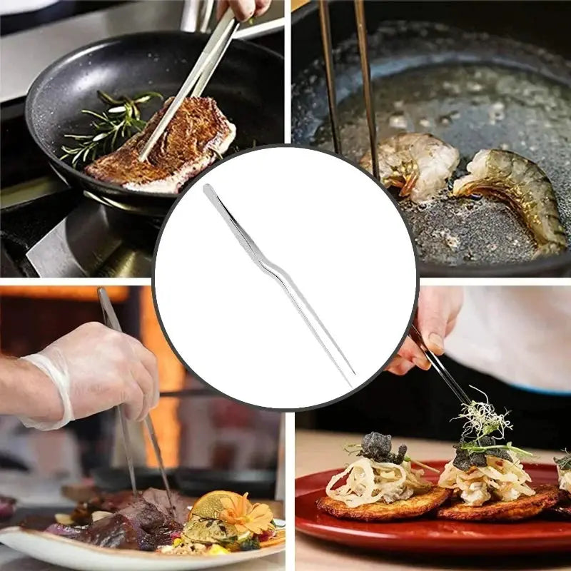 Stainless Steel Kitchen Tweezer Utensil For BBQ Grilling And Food Handling Clip Portable For Picnic Cooking