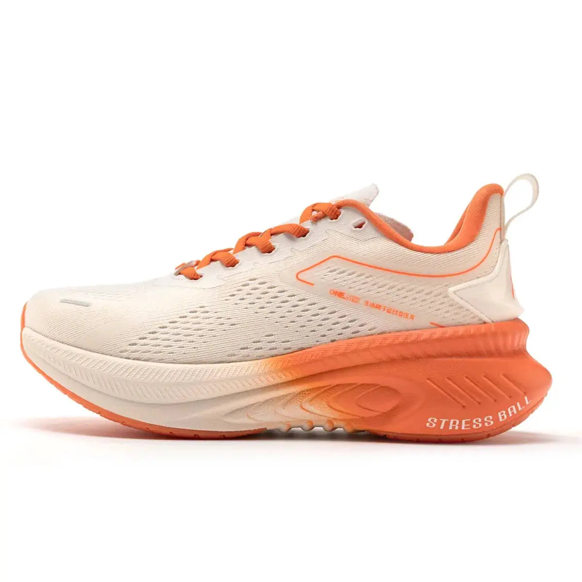 ONEMIX breathable mesh running shoes in white with orange accents for men and women